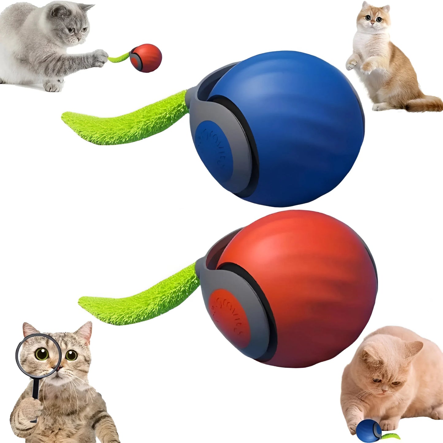 HuntBall – Rollender Katzen-Spielball mit Feder